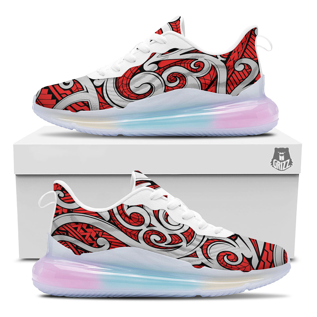 Maori Tribal Polynesian Kowhaiwhai Print Running Sneakers-grizzshop