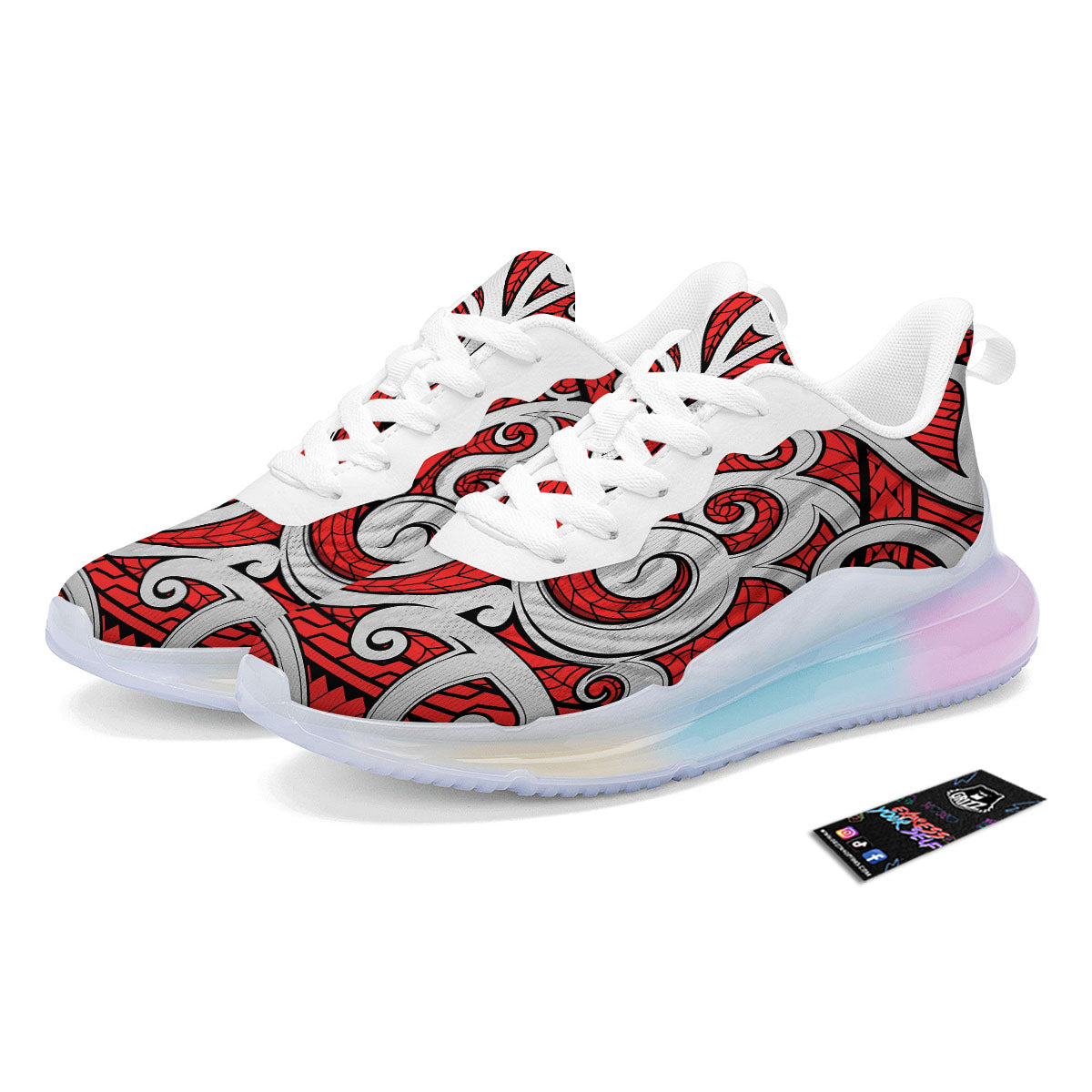 Maori Tribal Polynesian Kowhaiwhai Print Running Sneakers-grizzshop