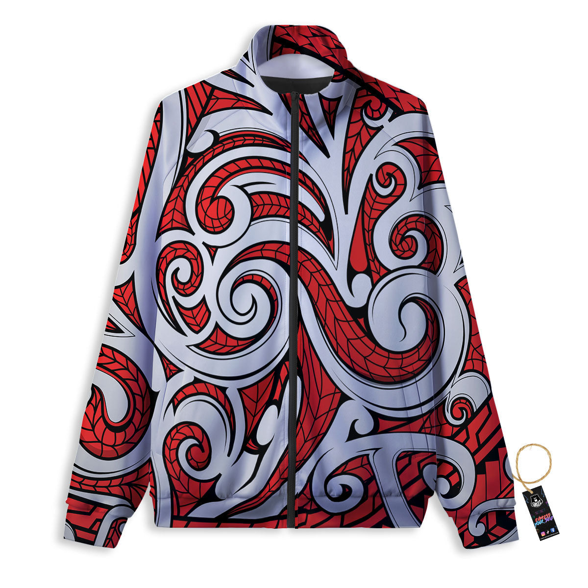 Maori Tribal Polynesian Kowhaiwhai Print Track Jacket-grizzshop