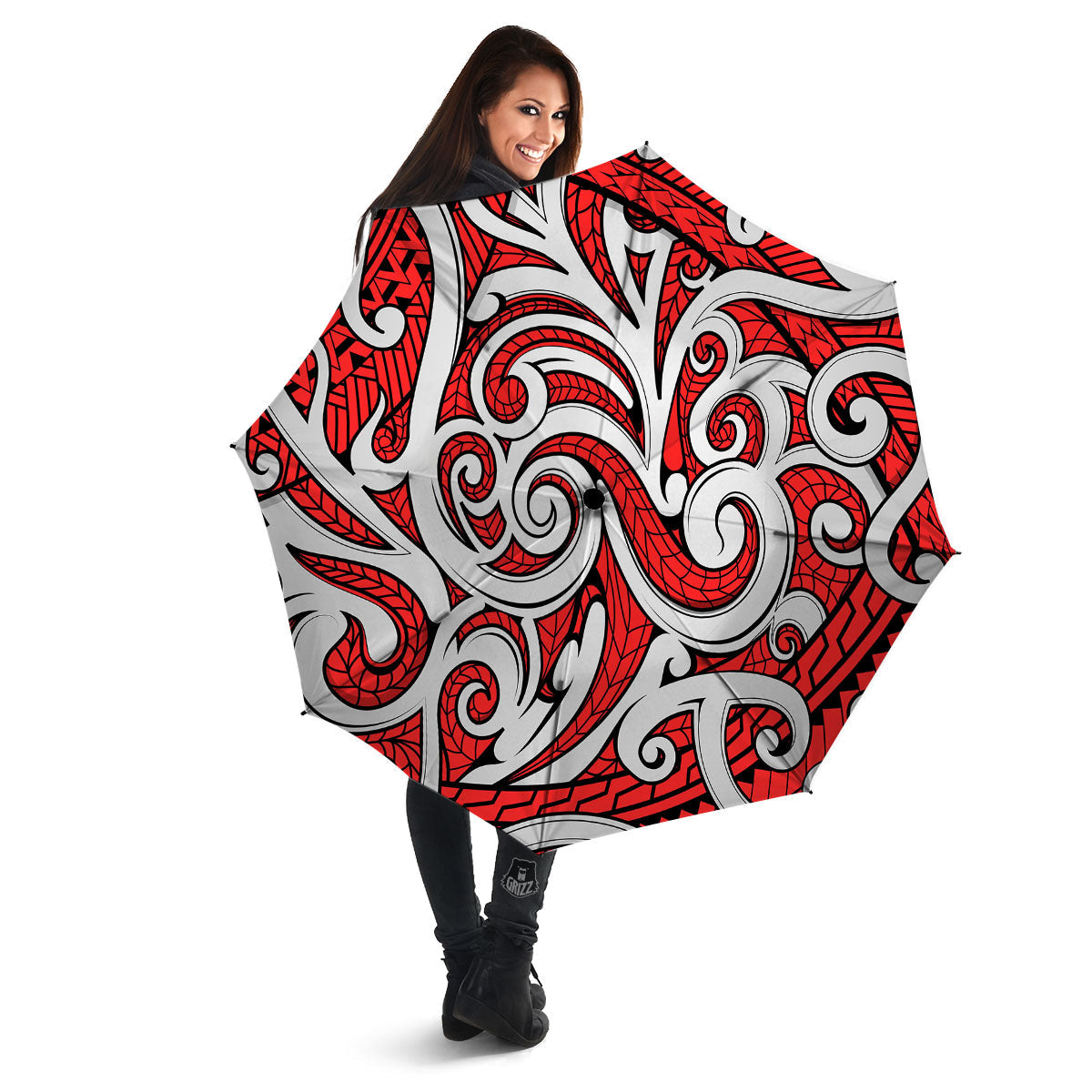 Maori Tribal Polynesian Kowhaiwhai Print Umbrella-grizzshop
