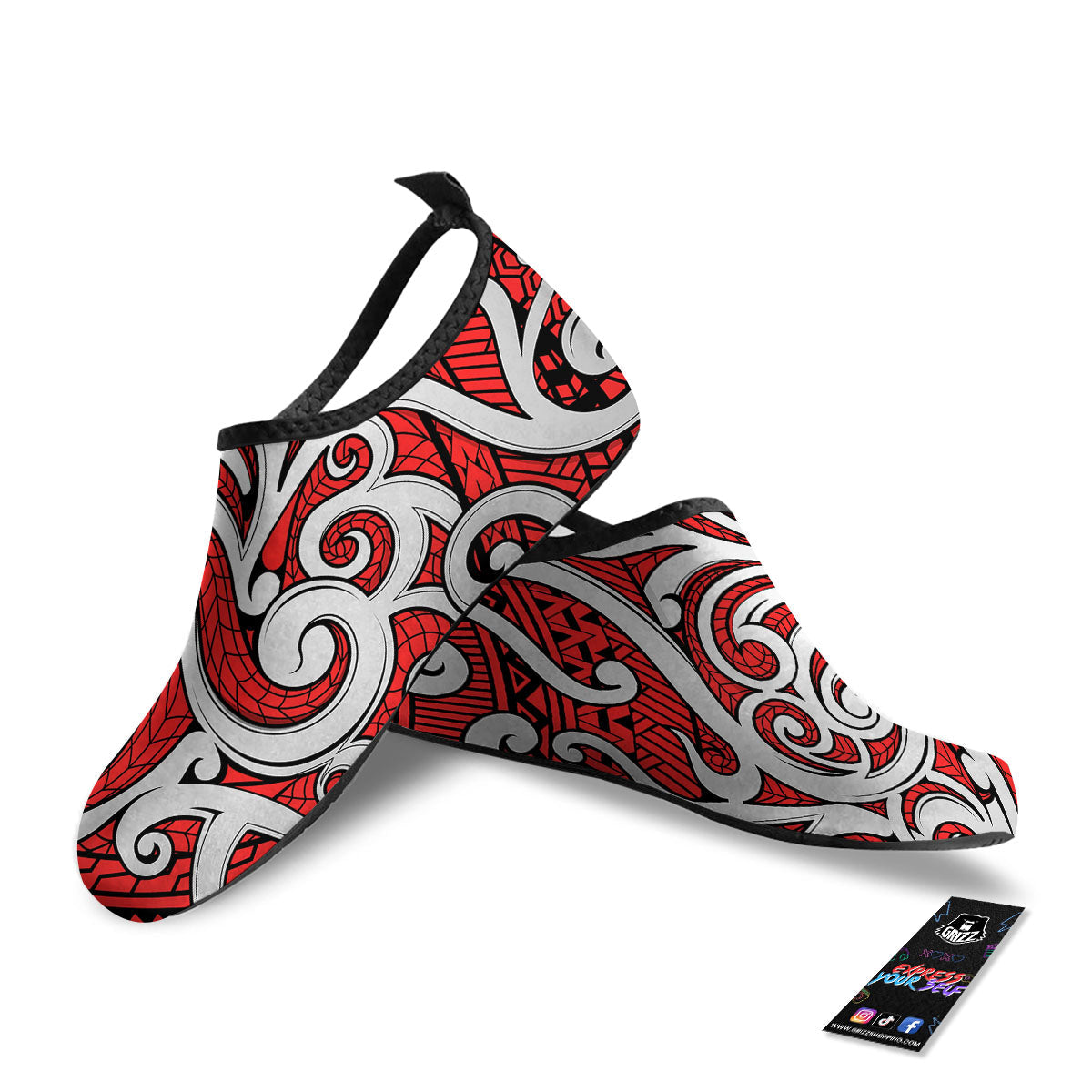 Maori Tribal Polynesian Kowhaiwhai Print Water Shoes-grizzshop
