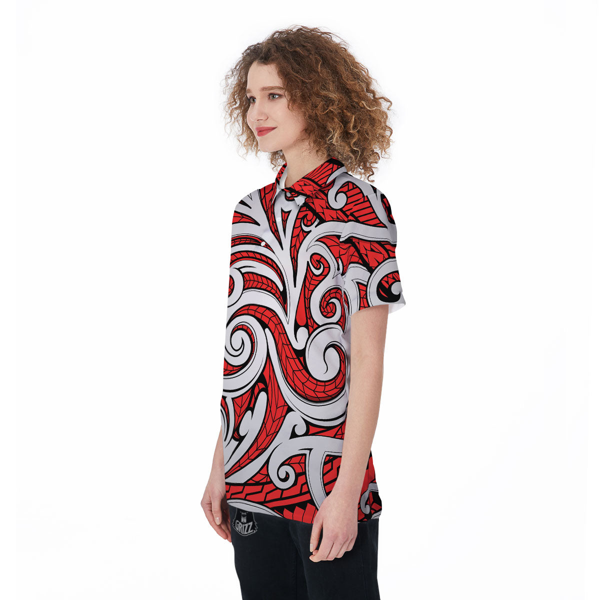 Maori Tribal Polynesian Kowhaiwhai Print Women's Golf Shirts-grizzshop