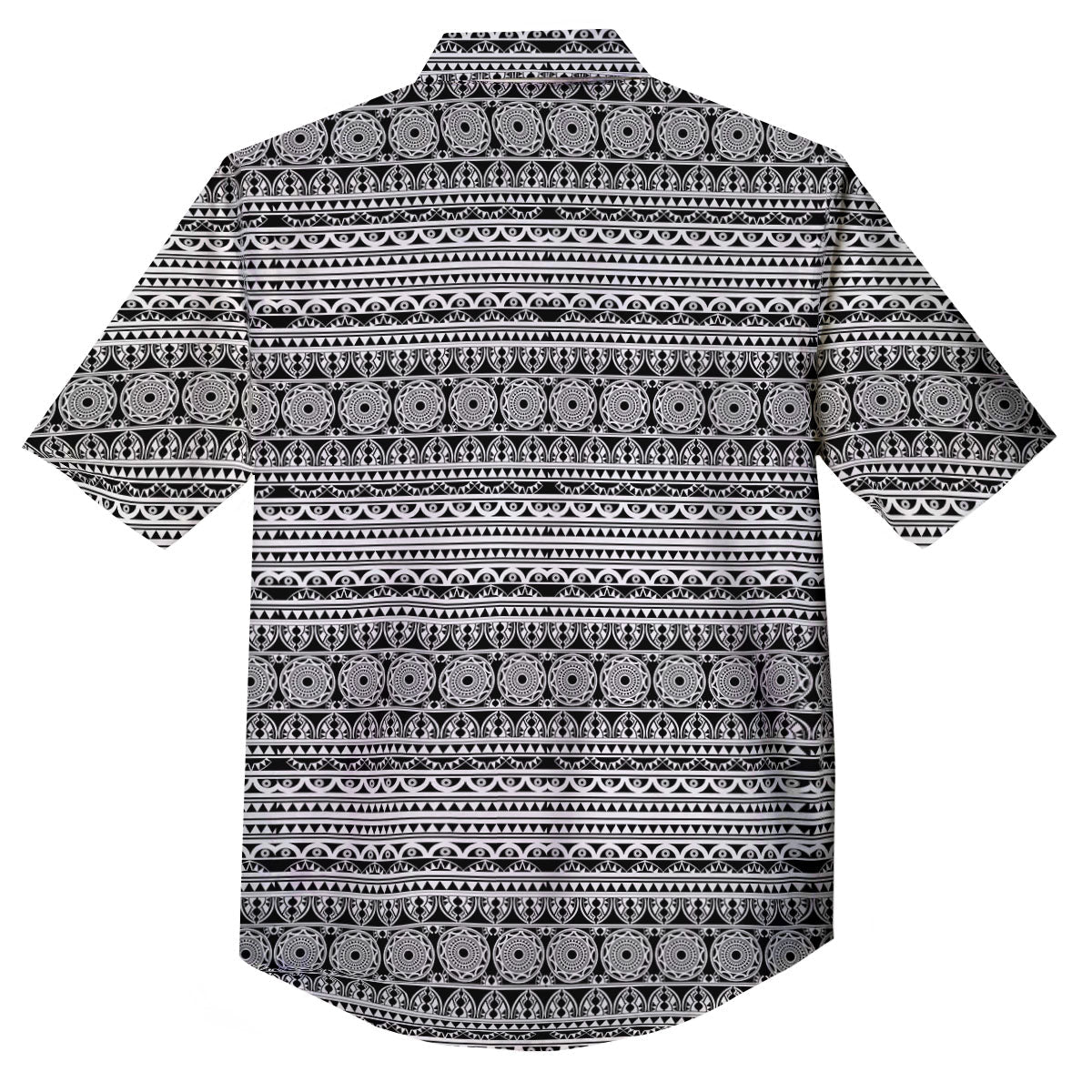 Maori Tribal White And Black Print Button Up Shirt-grizzshop