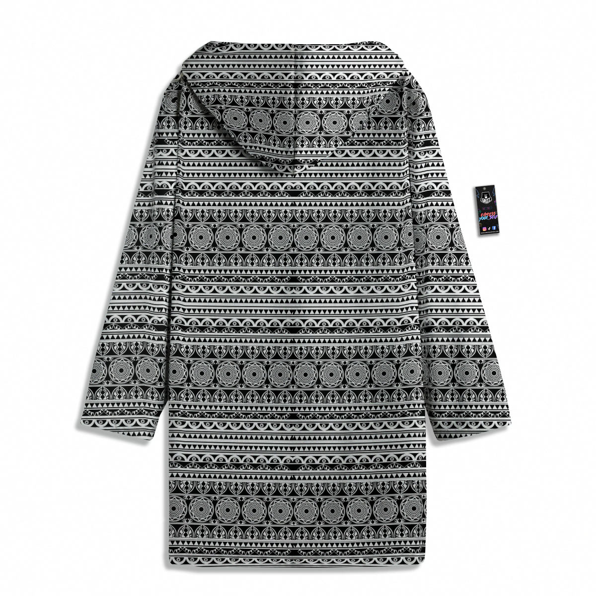 Maori Tribal White And Black Print Men's Windbreaker Jacket-grizzshop