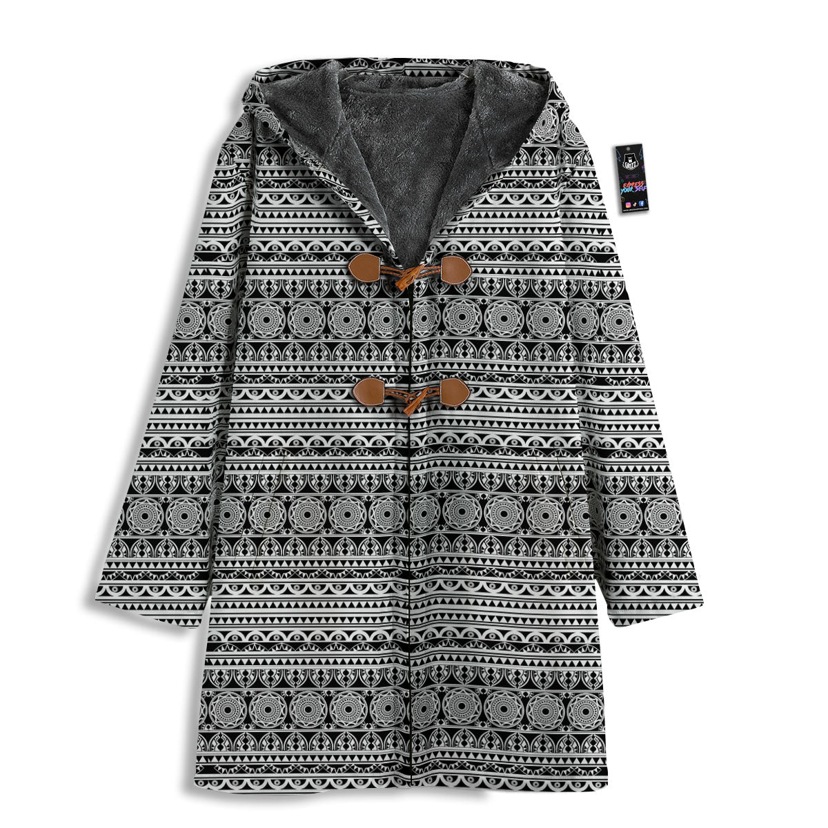 Maori Tribal White And Black Print Men's Windbreaker Jacket-grizzshop