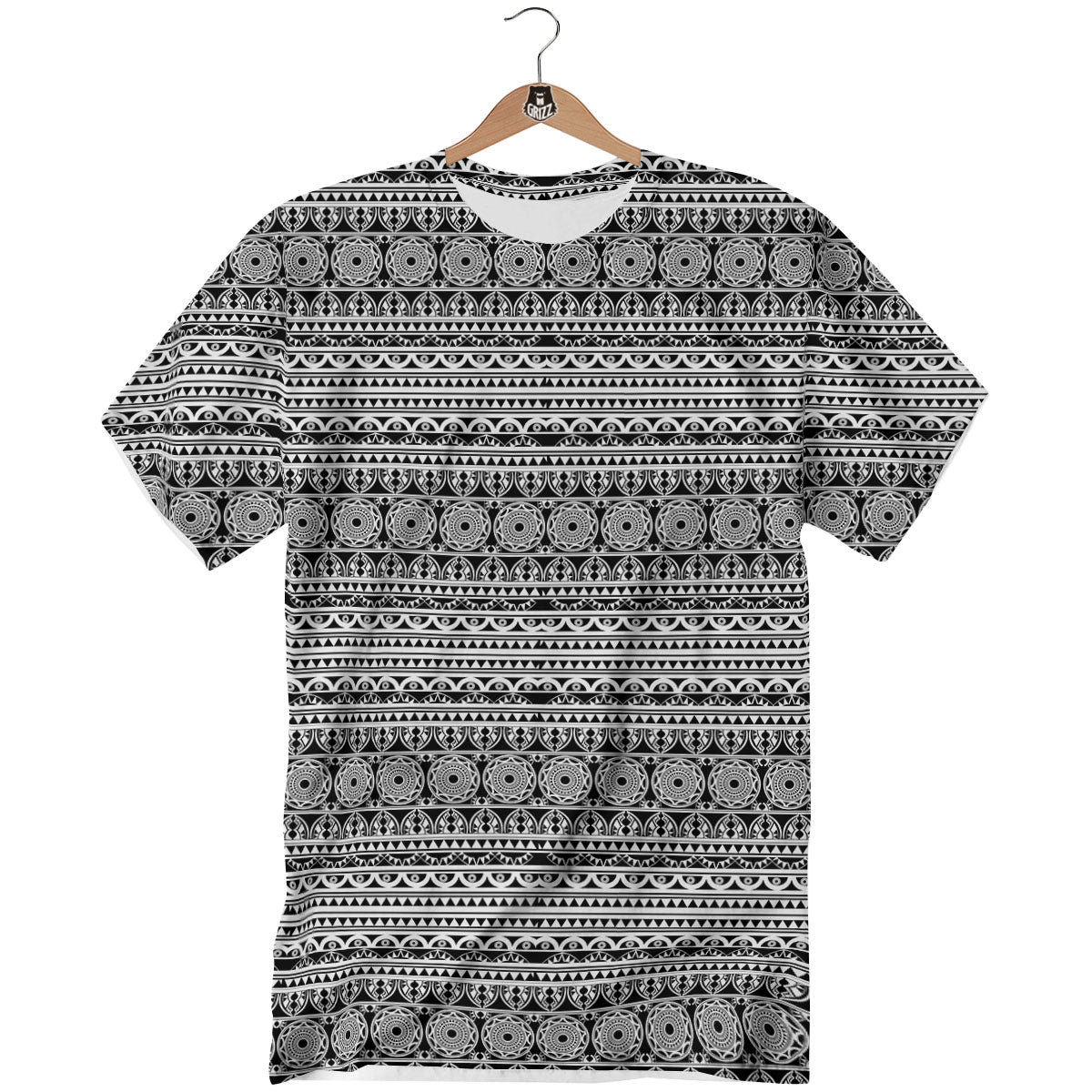 Maori Tribal White And Black Print T-Shirt-grizzshop