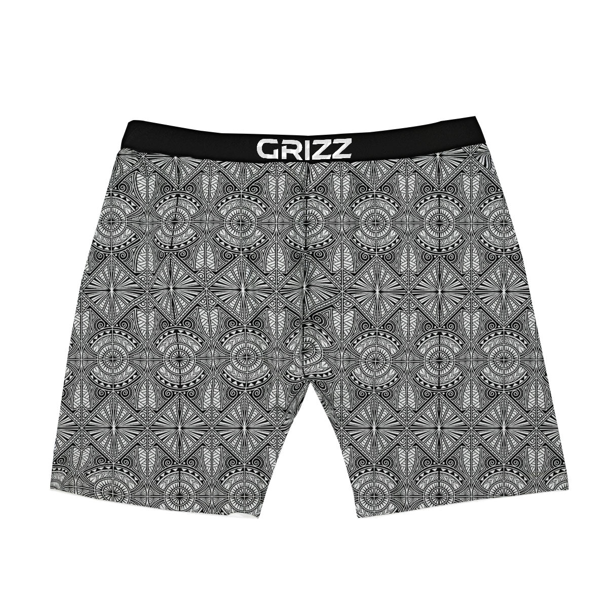 Maori White And Black Print Pattern Boxer Briefs-grizzshop