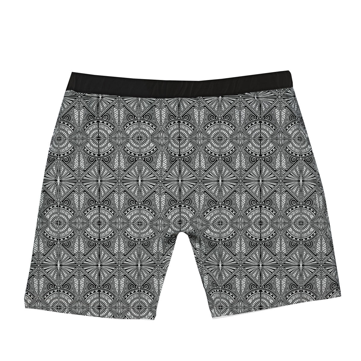 Maori White And Black Print Pattern Boxer Briefs-grizzshop