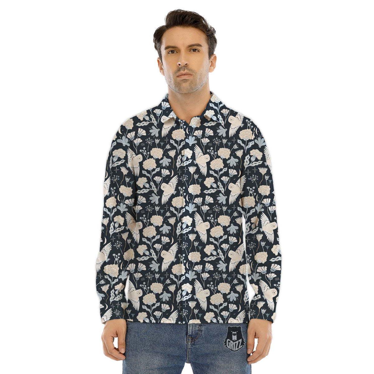 Maori White And Black Print Pattern Men's Dress Shirts-grizzshop