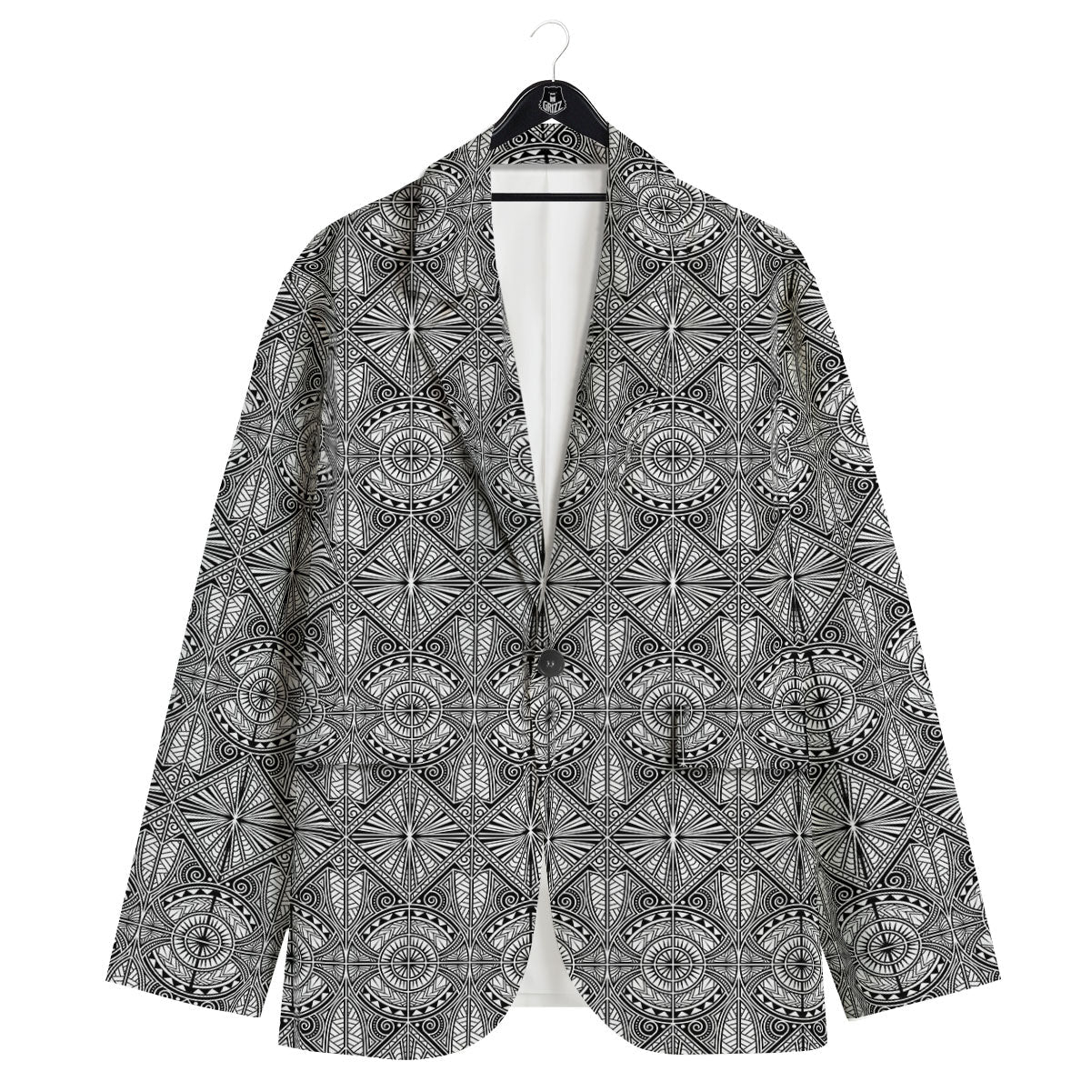 Maori White And Black Print Pattern Men's Sport Coat-grizzshop