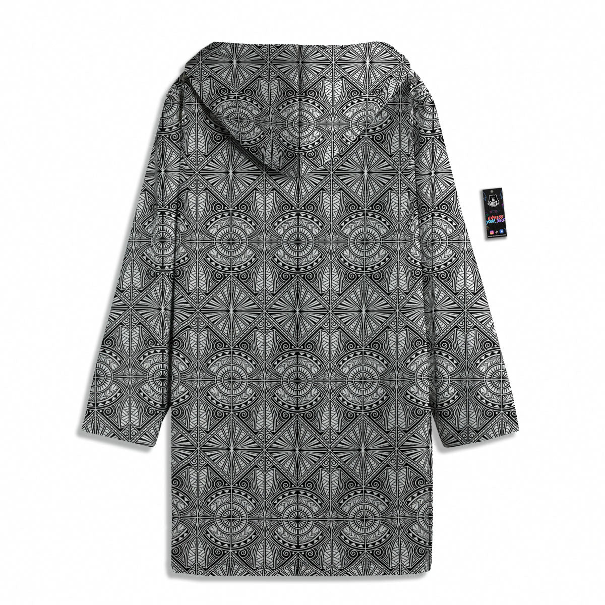 Maori White And Black Print Pattern Men's Windbreaker Jacket-grizzshop