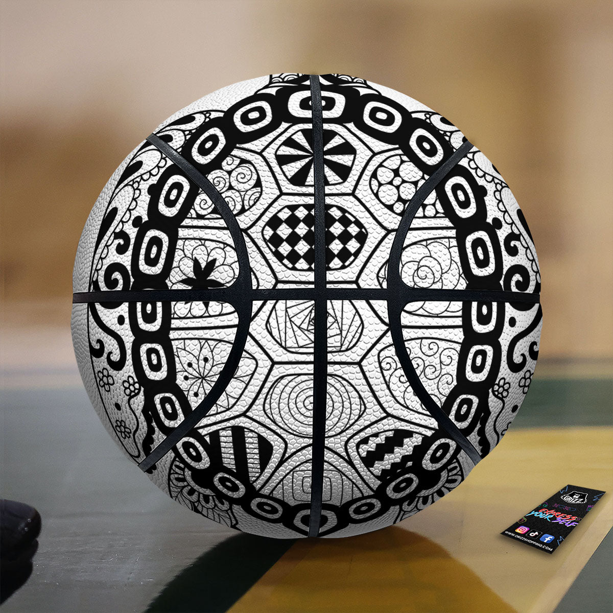 Maori Sea Turtle White And Black Print Basketball