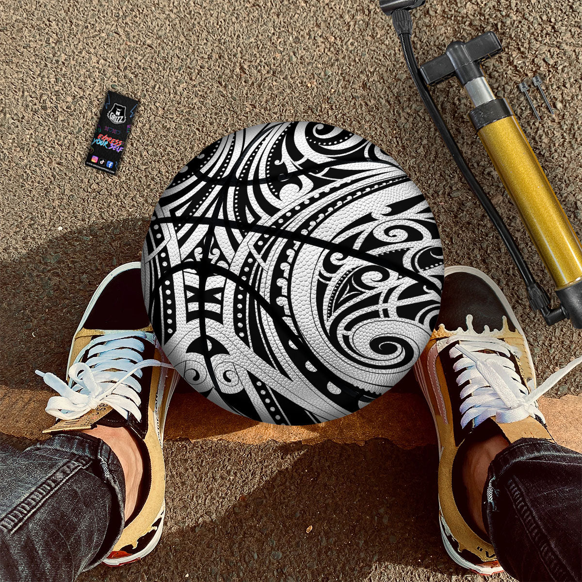 Maori Tattoo White And Black Print Basketball
