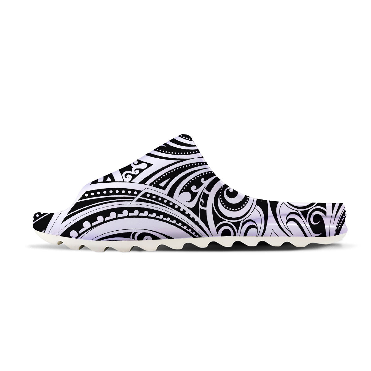 Maori Tattoo White And Black Print Sandals-grizzshop