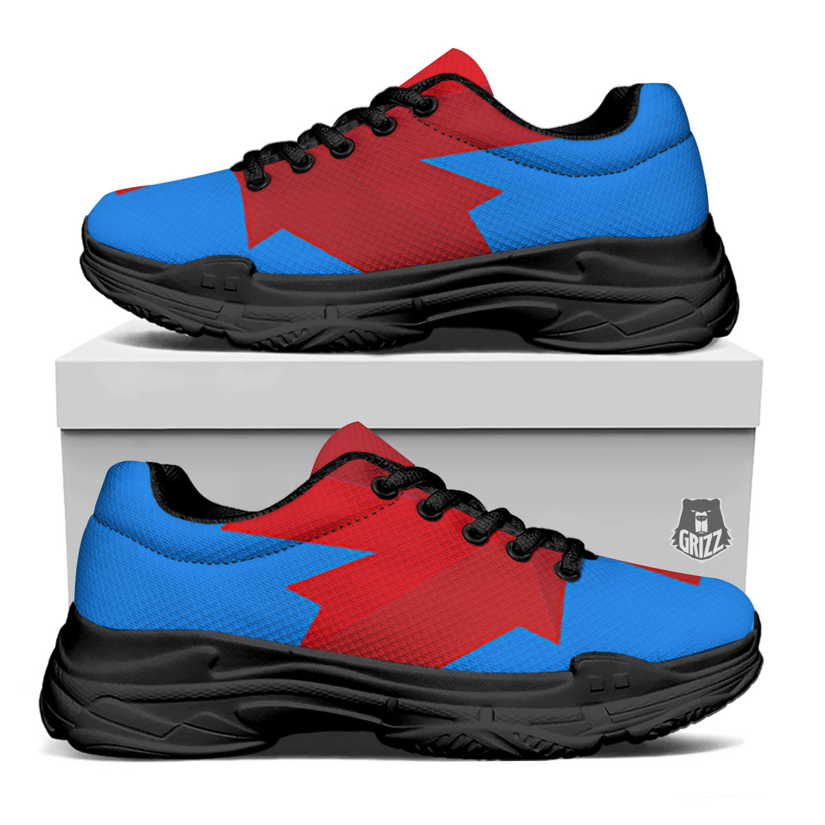 Maple Leaf Autumn Print Black Chunky Shoes-grizzshop