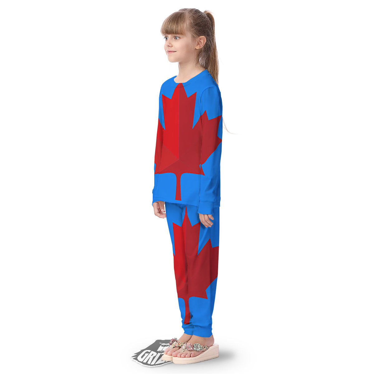 Maple Leaf Autumn Print Kid's Pajamas-grizzshop