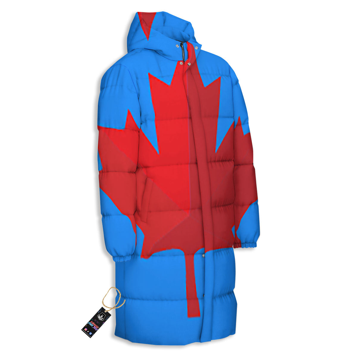 Maple Leaf Autumn Print Long Down Jacket-grizzshop