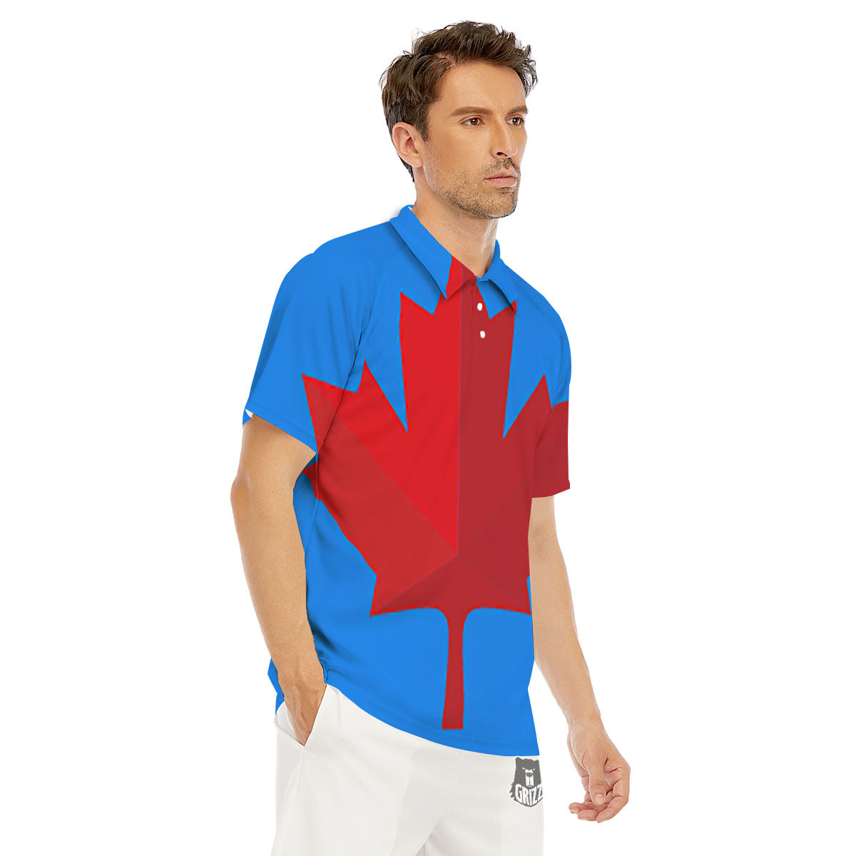 Maple Leaf Autumn Print Men's Golf Shirts-grizzshop