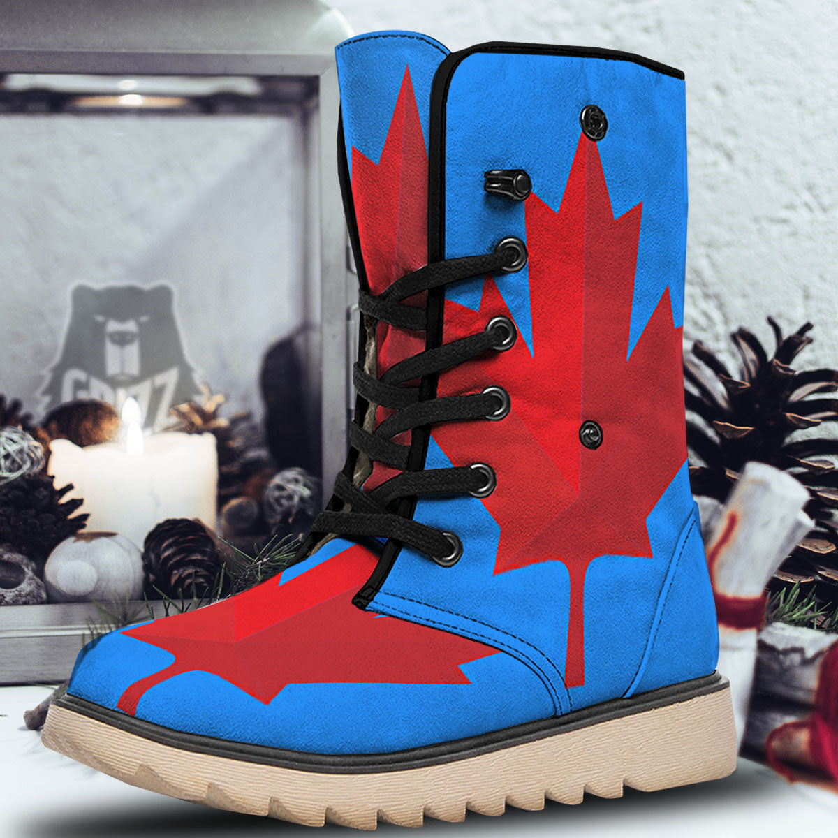 Maple Leaf Autumn Print Snow Boots-grizzshop
