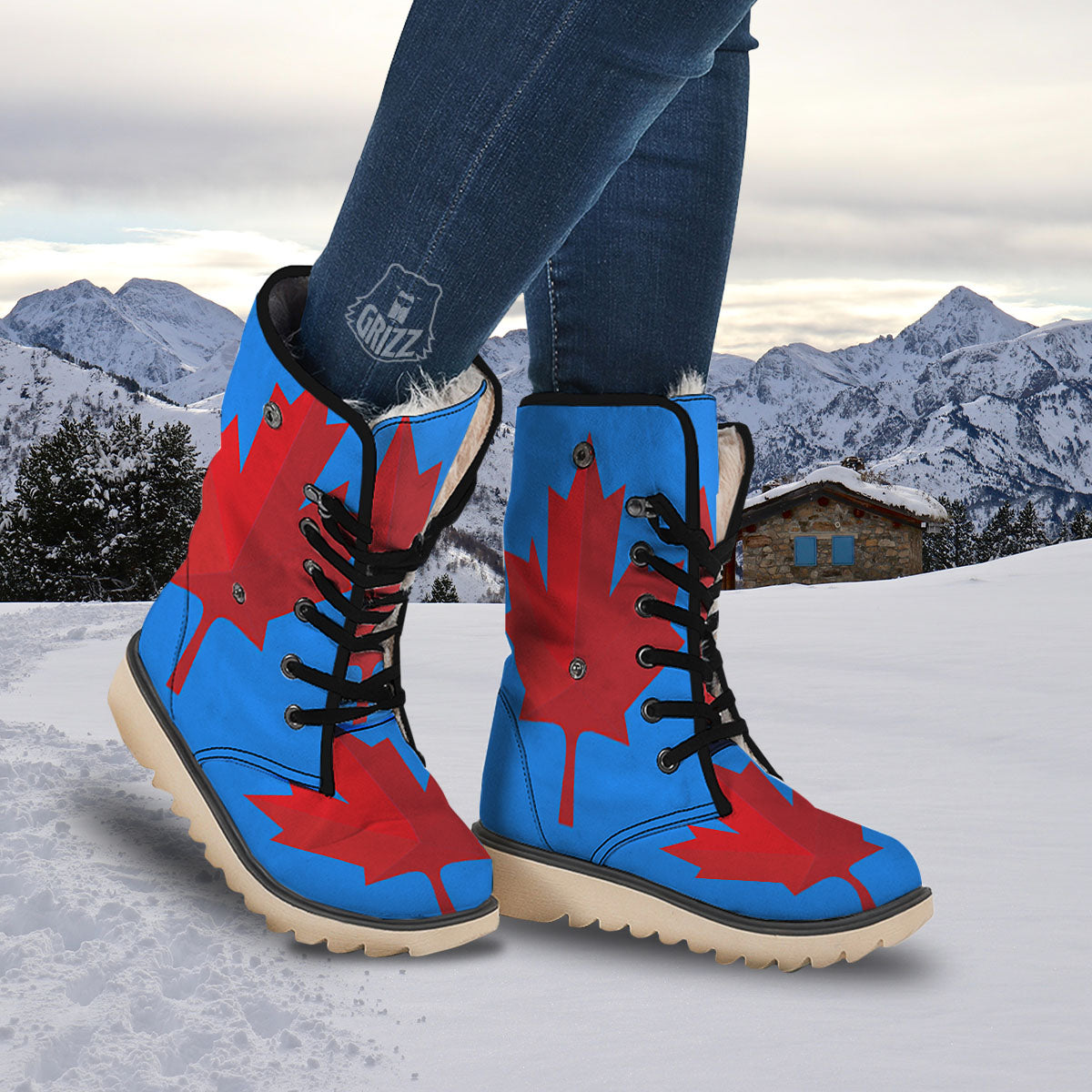 Maple Leaf Autumn Print Snow Boots-grizzshop