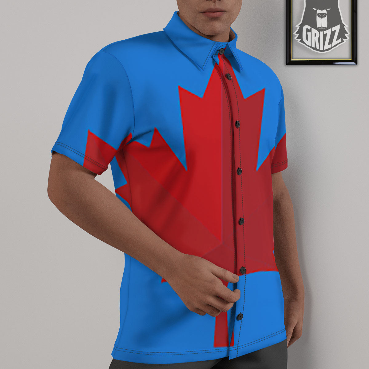 Maple Leaf Autumn Print Untucked Shirts-grizzshop