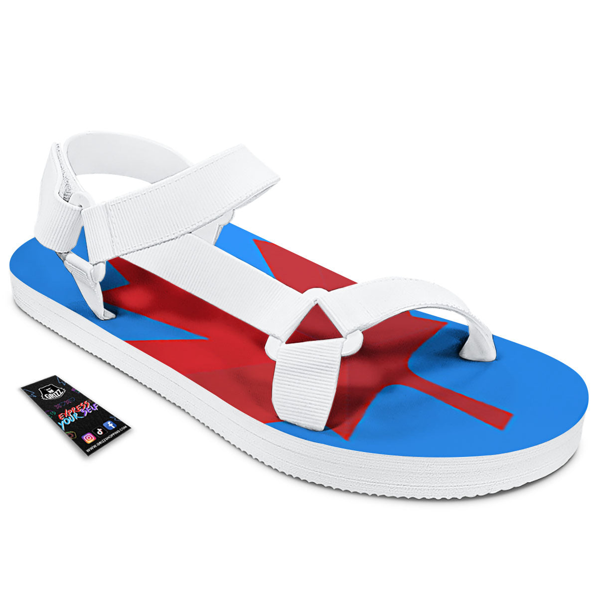 Maple Leaf Autumn Print White Open Toe Sandals-grizzshop