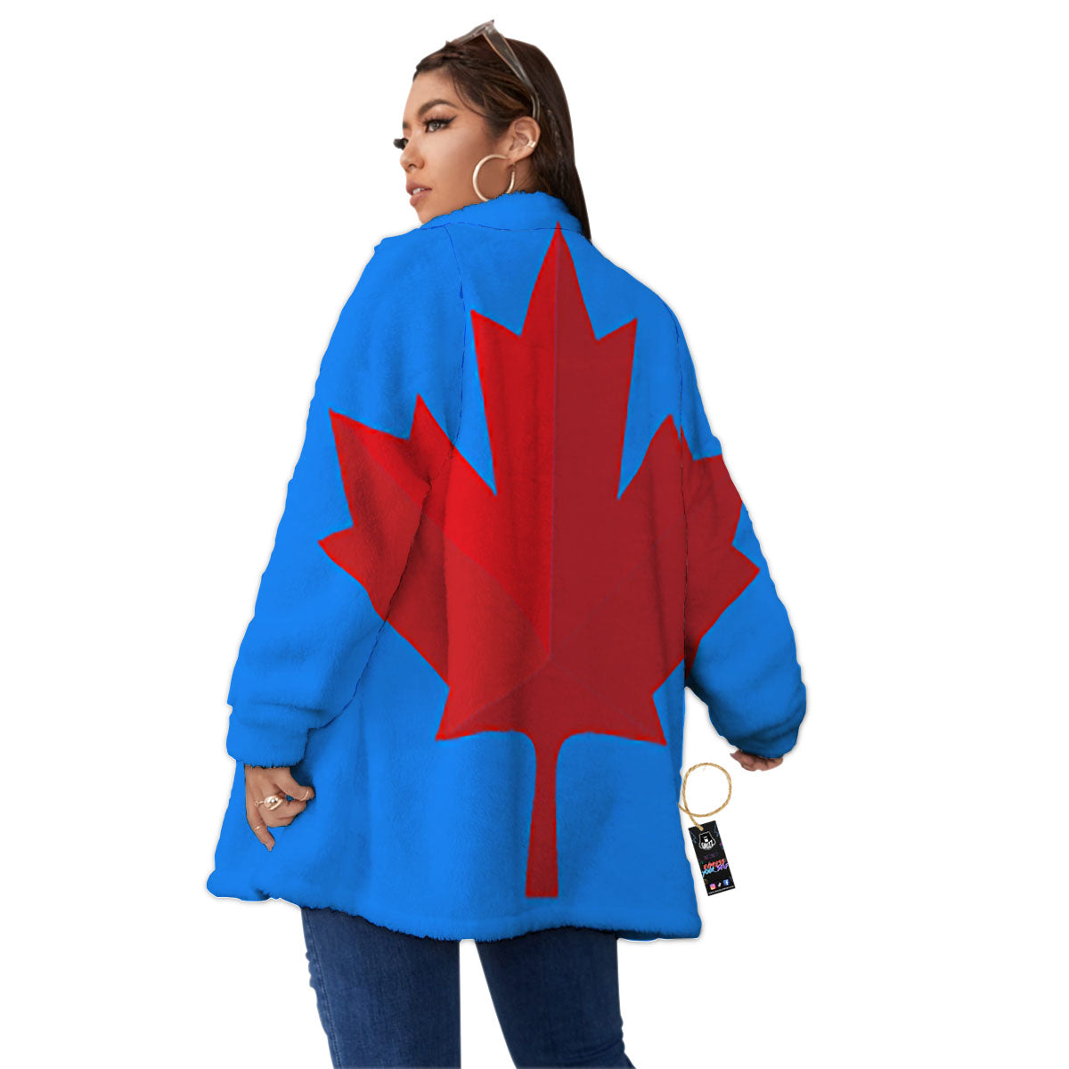 Maple Leaf Autumn Print Women's Sherpa Jacket-grizzshop