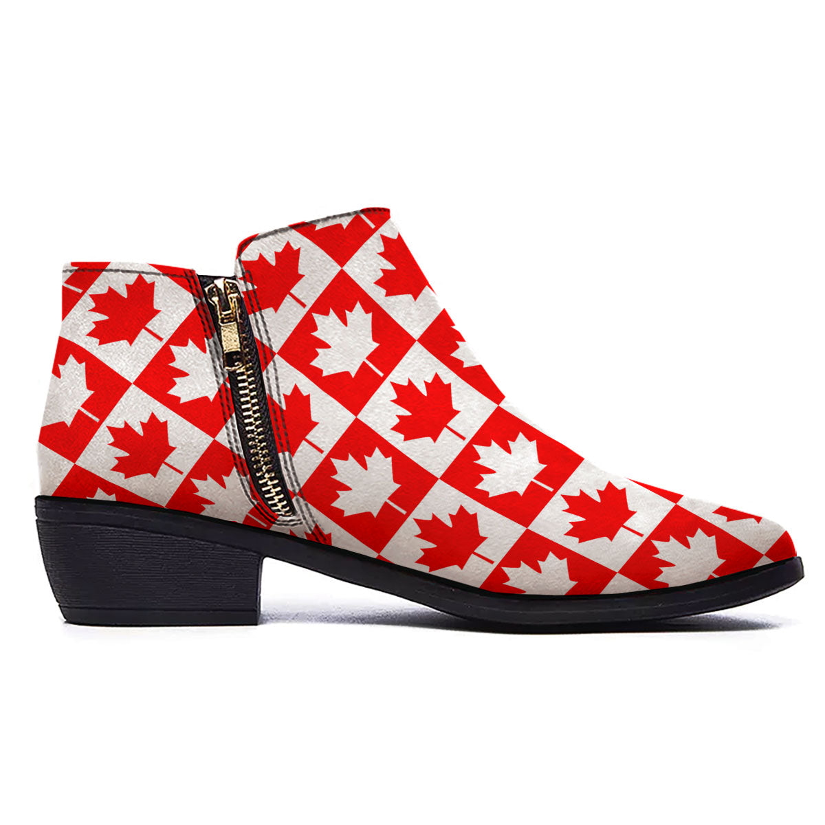 Maple Leaf Canada Print Pattern Ankle Boots-grizzshop