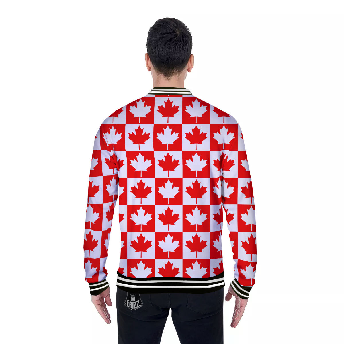 Maple Leaf Canada Print Pattern Baseball Jacket-grizzshop