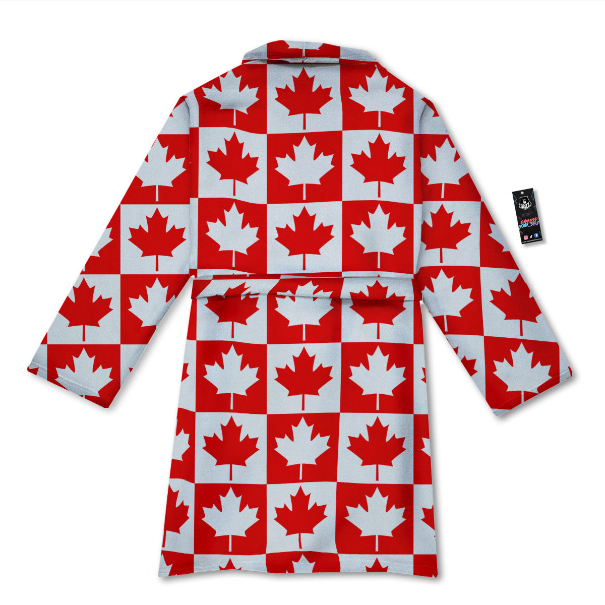 Maple Leaf Canada Print Pattern Bathrobe-grizzshop