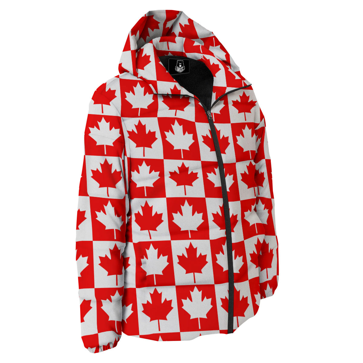 Maple Leaf Canada Print Pattern Down Jacket-grizzshop