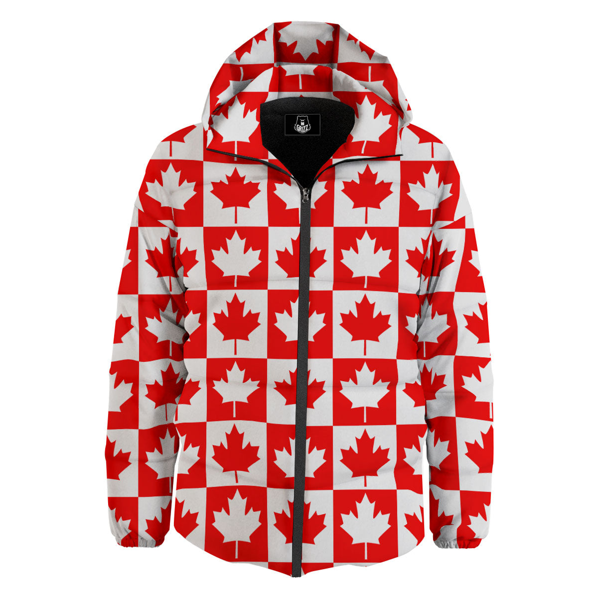 Maple Leaf Canada Print Pattern Down Jacket-grizzshop