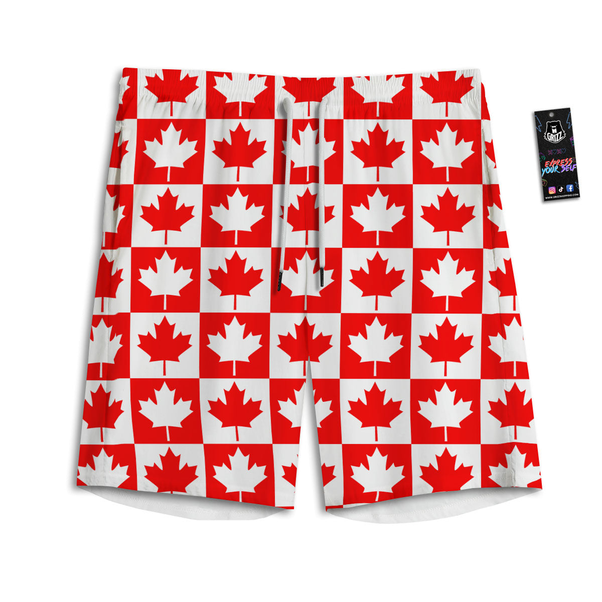 Maple Leaf Canada Print Pattern Men's Athletic Shorts