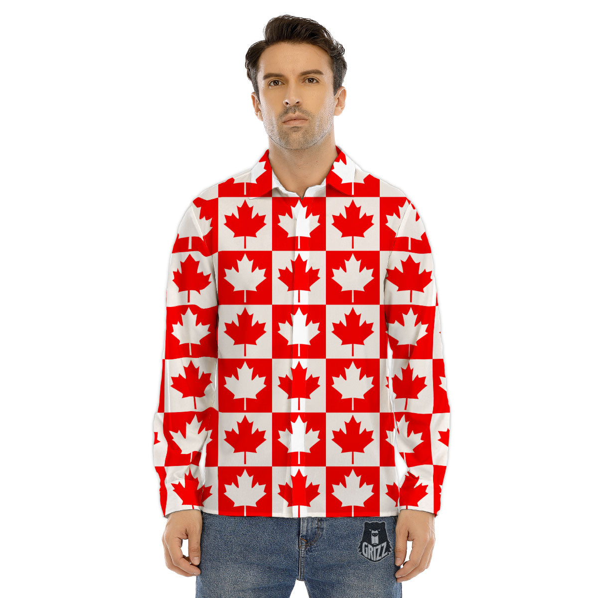 Maple Leaf Canada Print Pattern Men's Dress Shirts-grizzshop