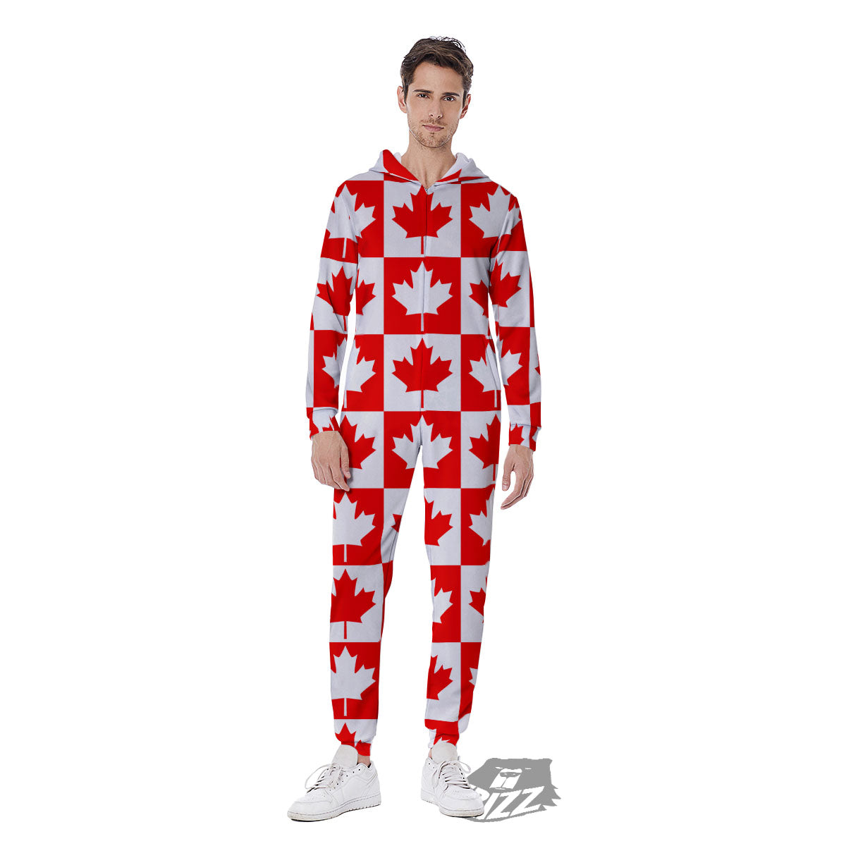 Maple Leaf Canada Print Pattern Men's Jumpsuit-grizzshop