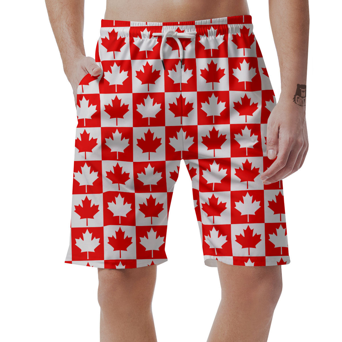 Maple Leaf Canada Print Pattern Men's Shorts-grizzshop