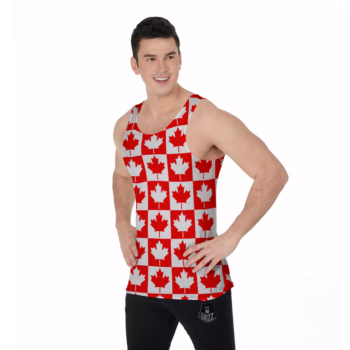 Maple Leaf Canada Print Pattern Men's Tank Top-grizzshop