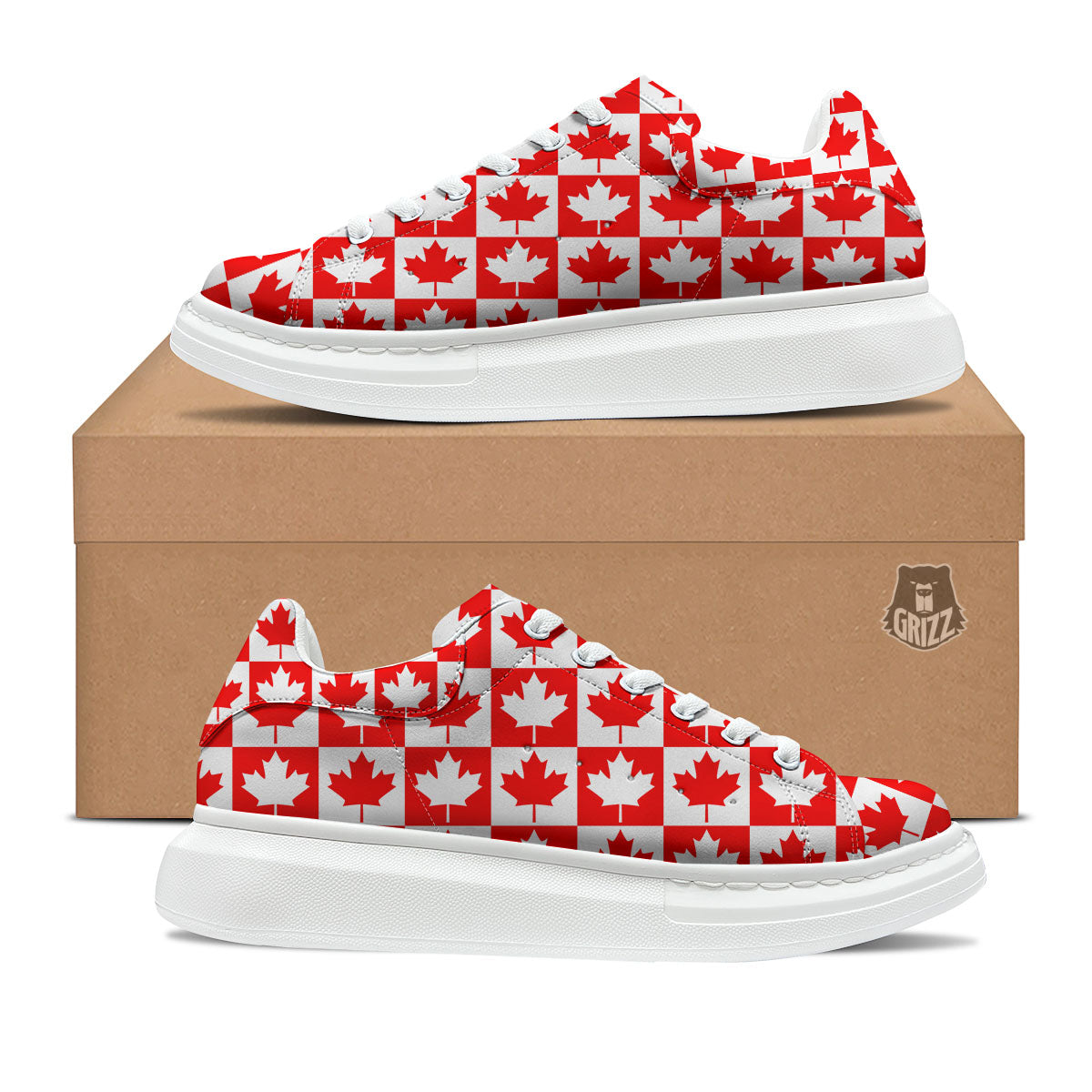 Maple Leaf Canada Print Pattern Platform Shoes-grizzshop