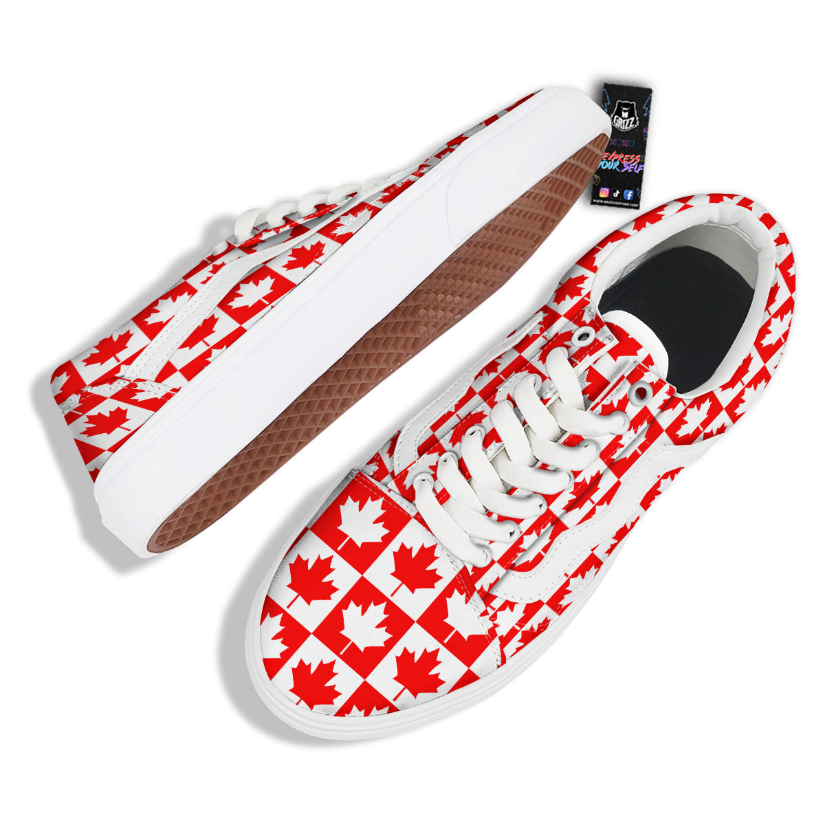 Maple Leaf Canada Print Pattern Skate Shoes-grizzshop
