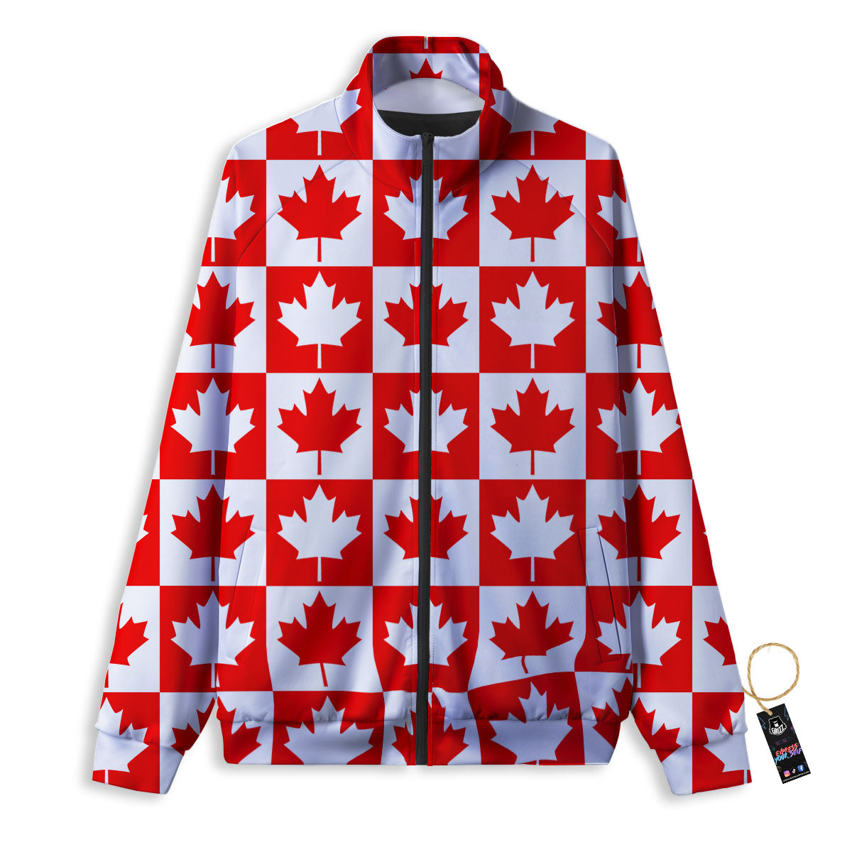 Maple Leaf Canada Print Pattern Track Jacket-grizzshop