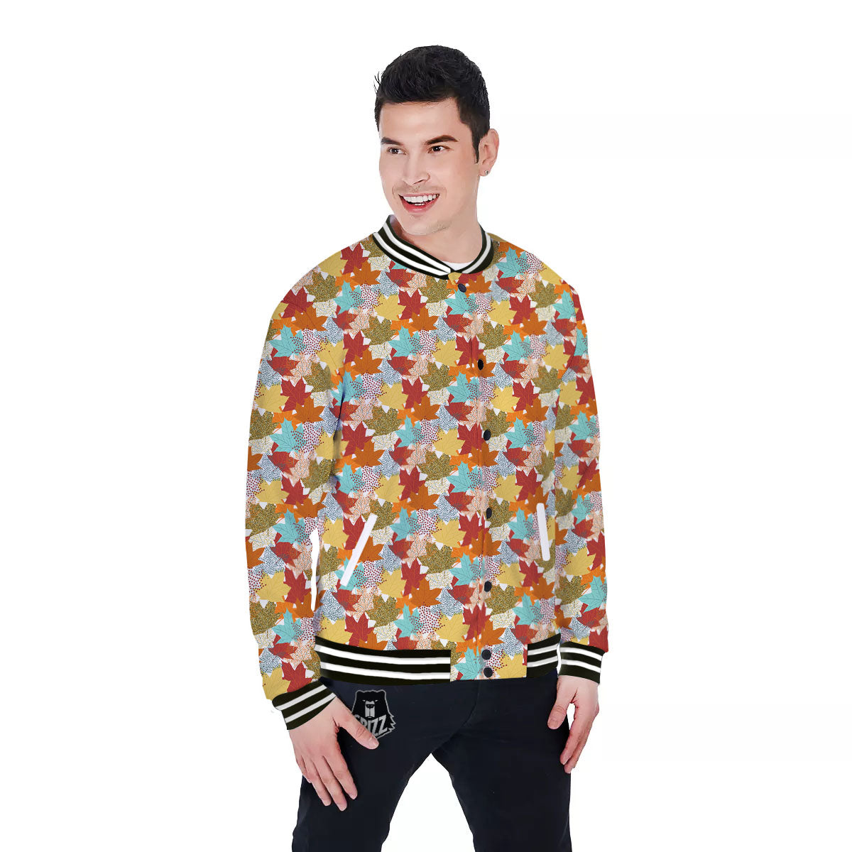 Maple Leaf Canadian Print Pattern Baseball Jacket-grizzshop