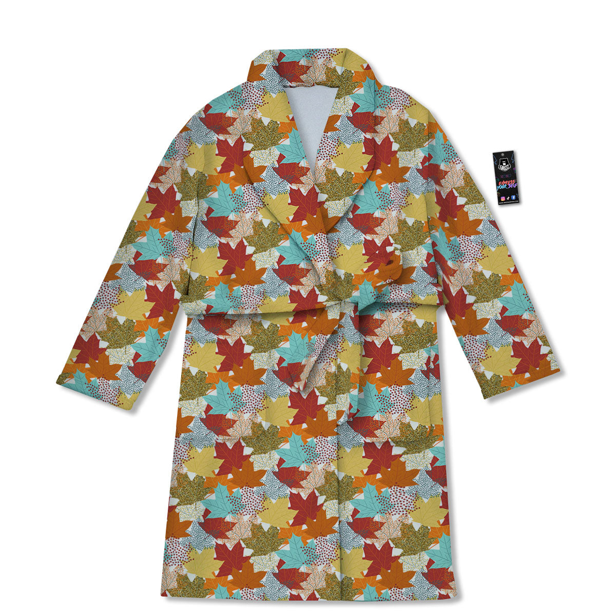 Maple Leaf Canadian Print Pattern Bathrobe-grizzshop