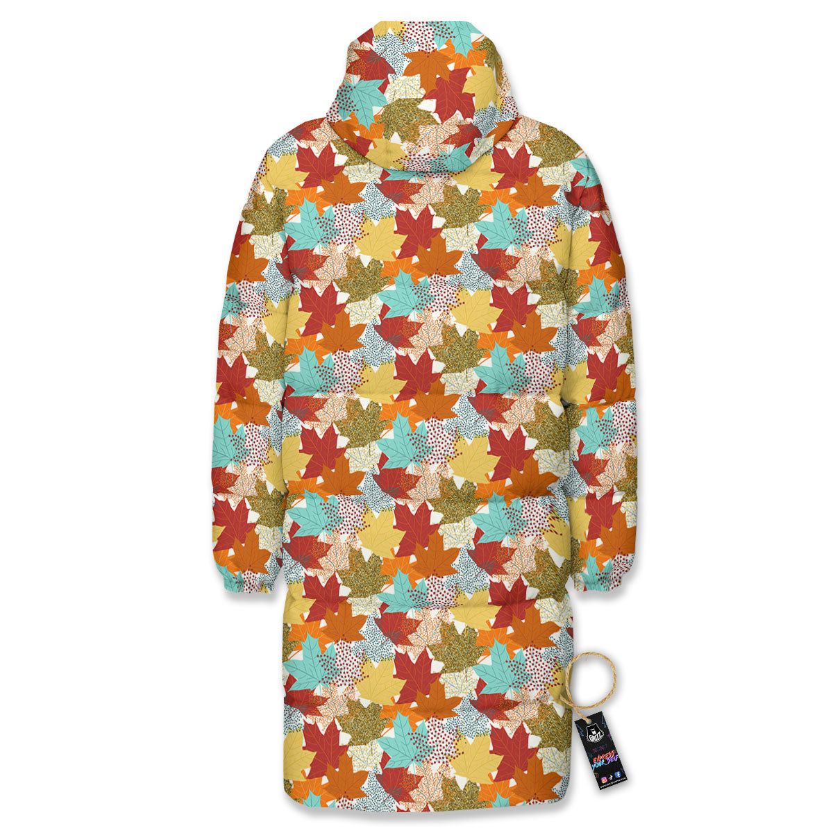 Maple Leaf Canadian Print Pattern Long Down Jacket-grizzshop