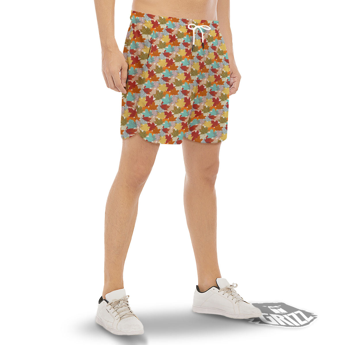 Maple Leaf Canadian Print Pattern Men's Gym Shorts-grizzshop