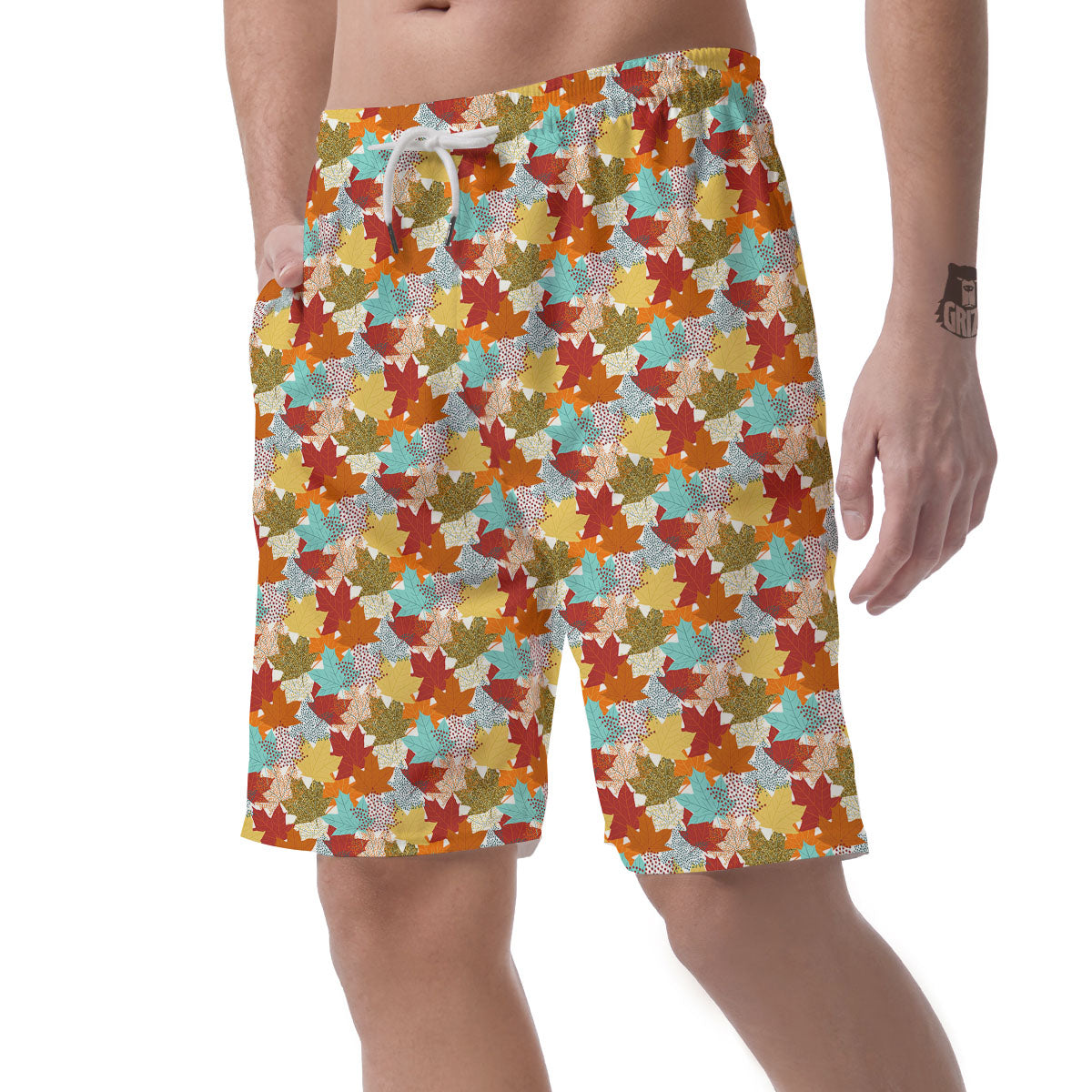Maple Leaf Canadian Print Pattern Men's Shorts-grizzshop