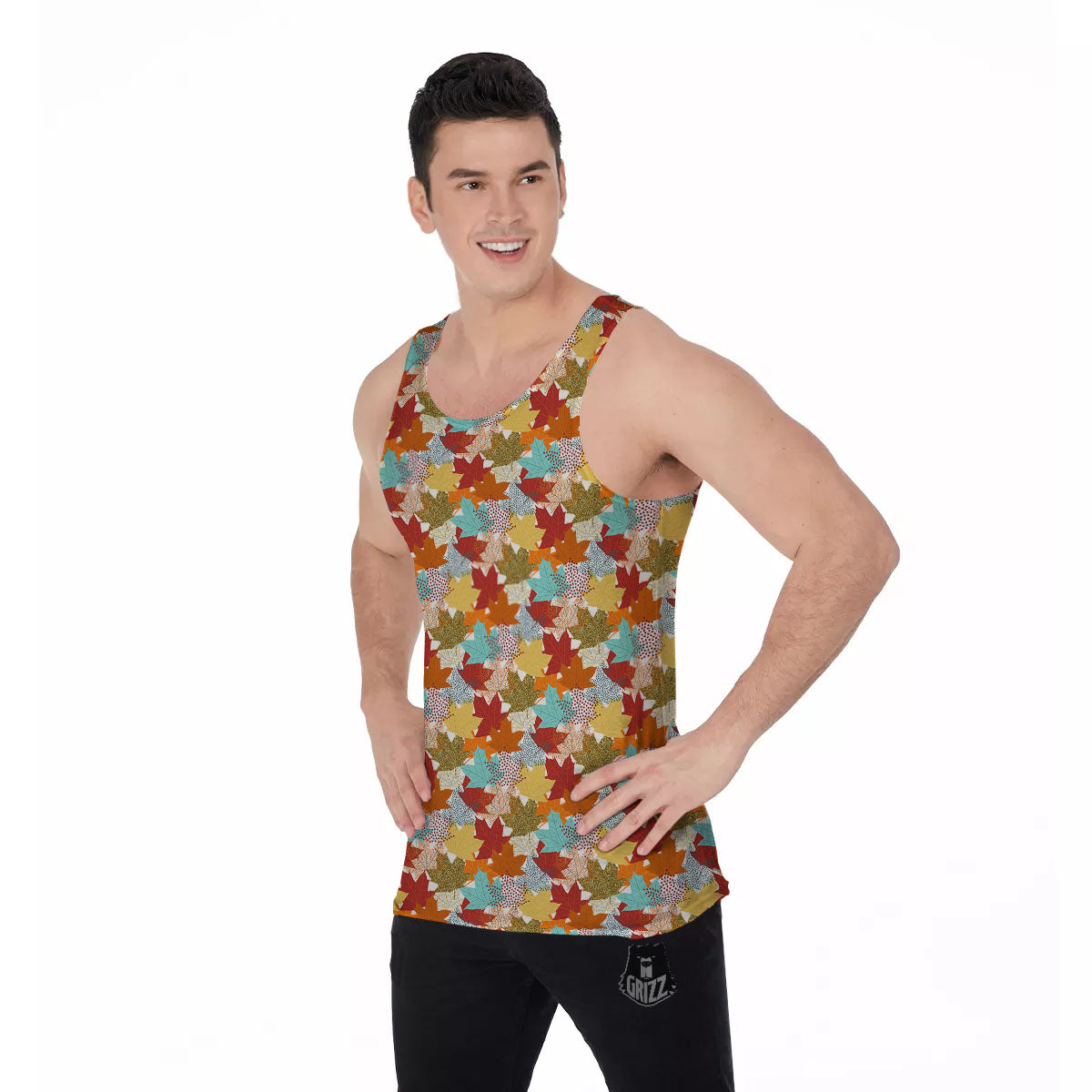 Maple Leaf Canadian Print Pattern Men's Tank Top-grizzshop