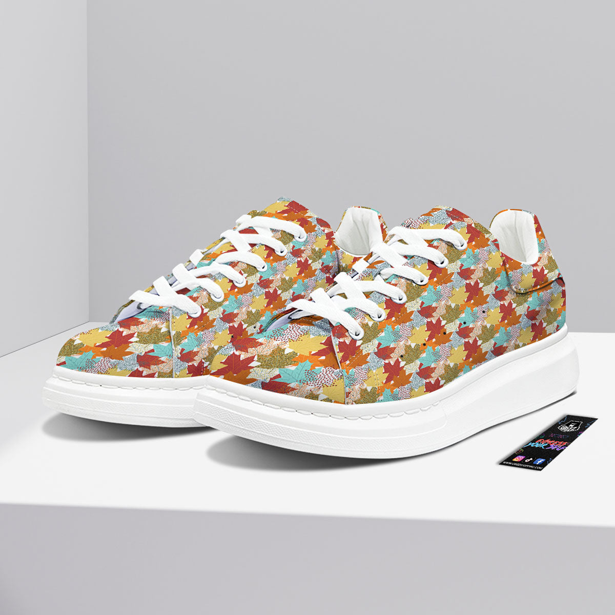 Maple Leaf Canadian Print Pattern Platform Shoes-grizzshop