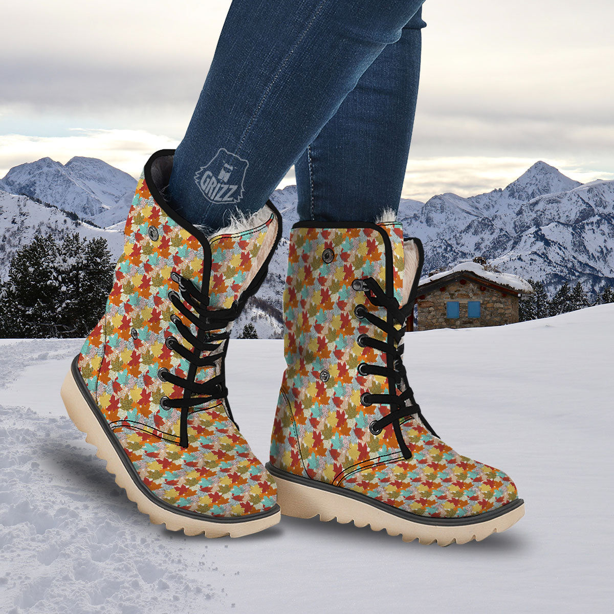 Maple Leaf Canadian Print Pattern Snow Boots-grizzshop