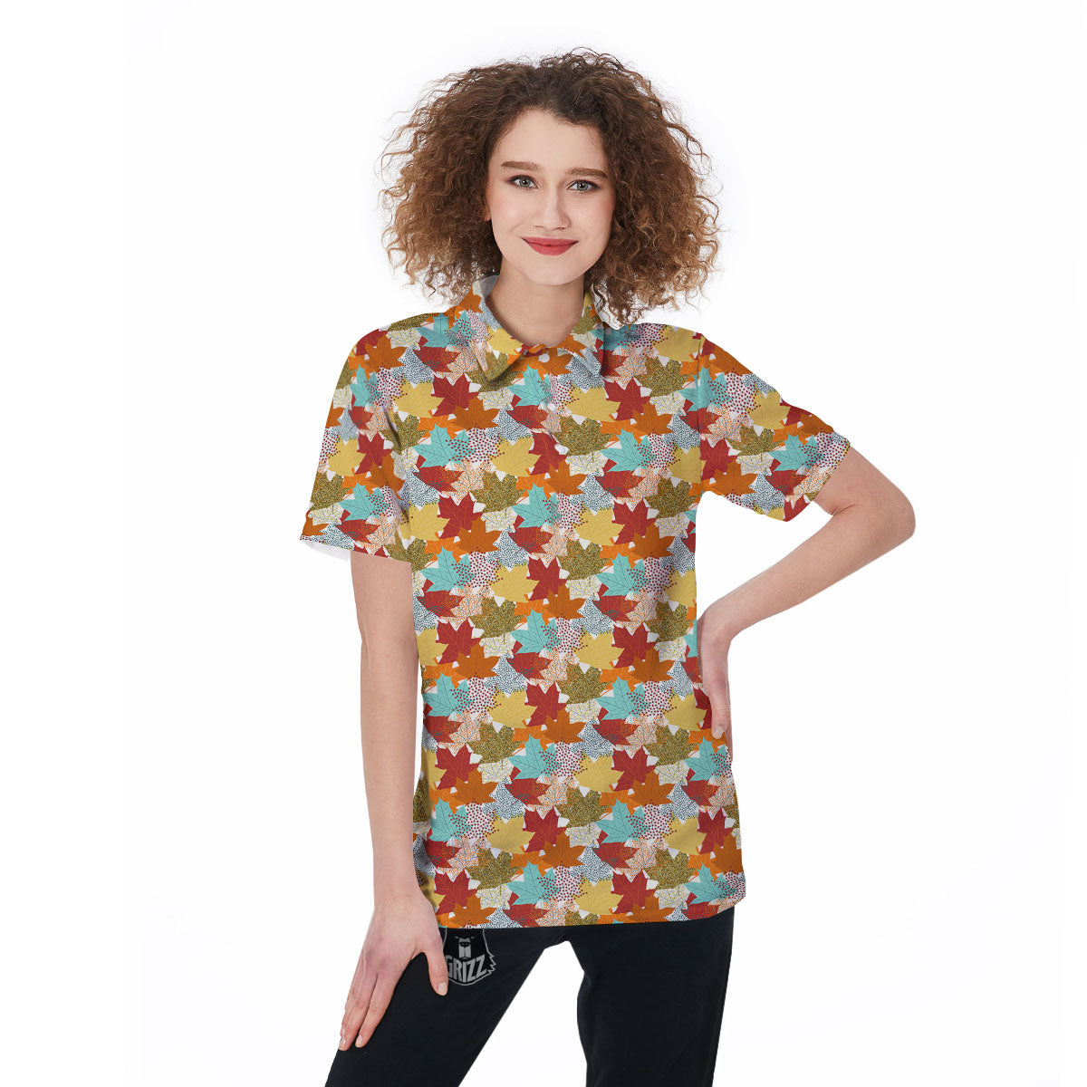 Maple Leaf Canadian Print Pattern Women's Golf Shirts-grizzshop