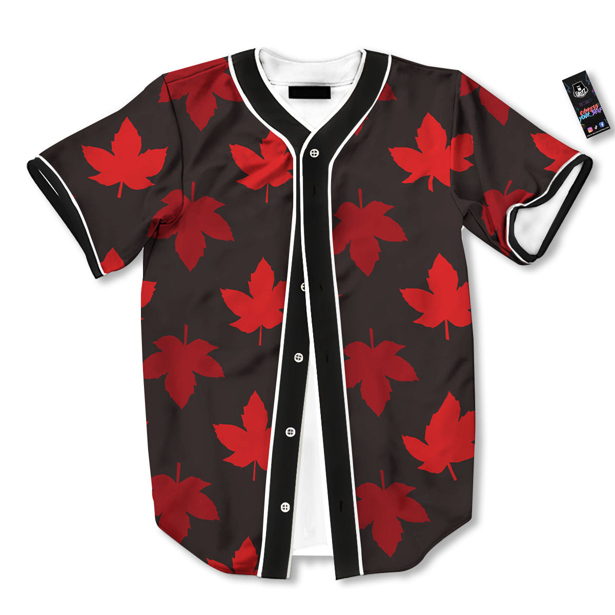 Maple Leaf Red Canadian Print Pattern Baseball Jersey-grizzshop